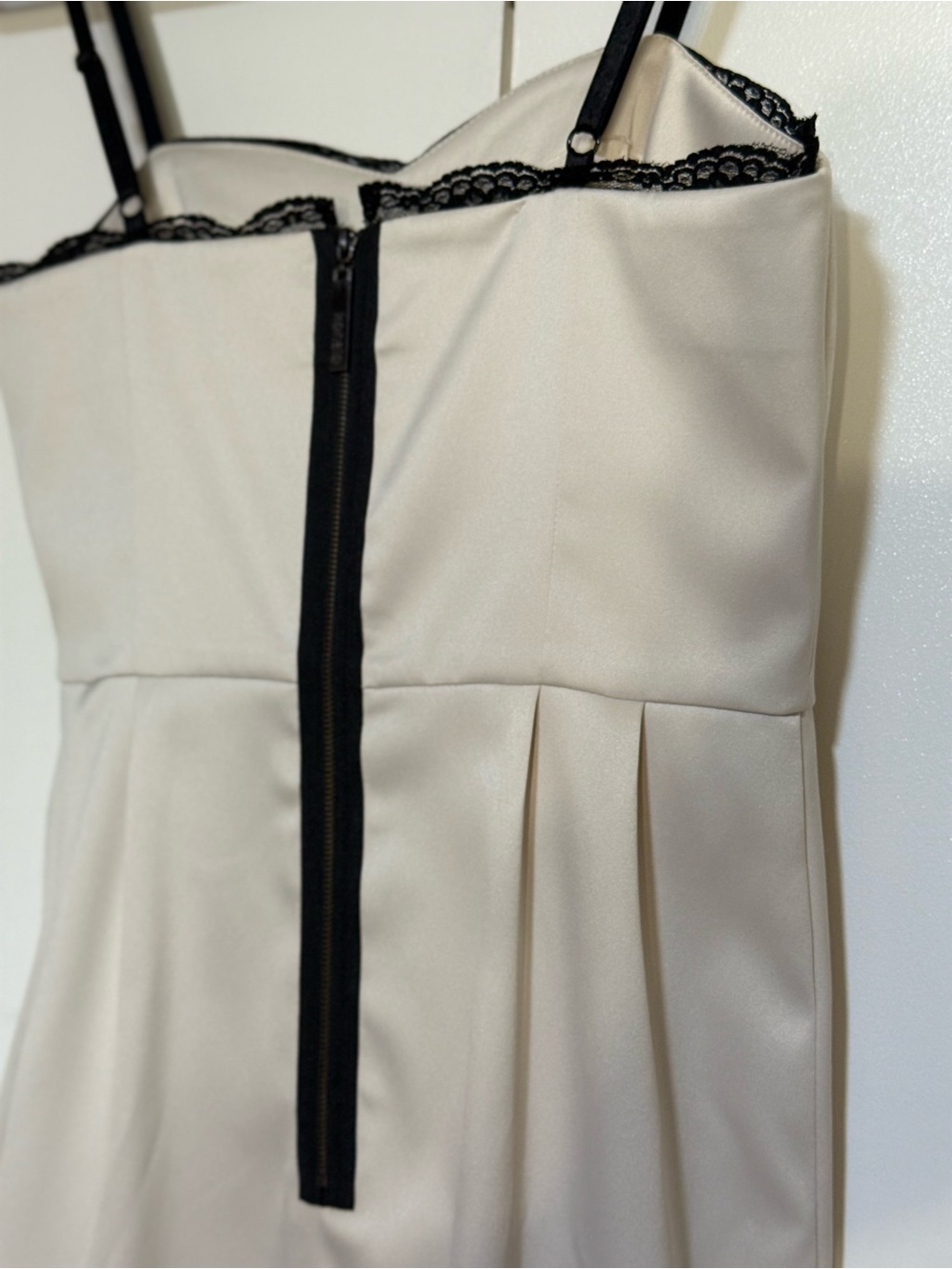 Kensie Sweetheart Cocktail Dress Cream Black Lace Trim Mini NWOT Size 6 - Picture 6 of 16